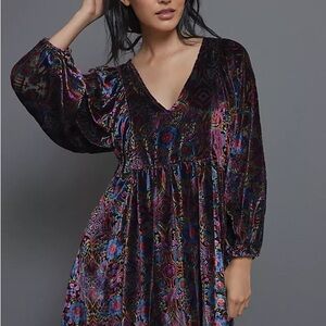 Anthropologie Mona burnout velvet mini dress